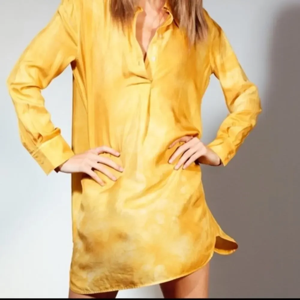Aritzia Le Fou Wilfred Aura Silk Tie Dye Button Down Shirt Dress